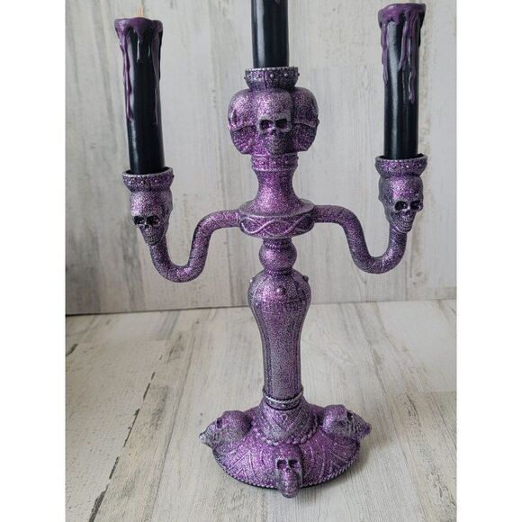 Halloween glitter light up purple Candlestick home decor - Picture 6 of 7